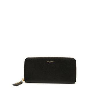 Saint Laurent Black Leather Long Wallet (Bi-Fold) (Pre-Owned)