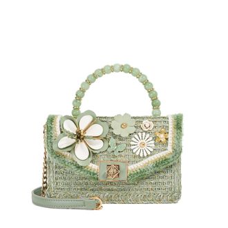 Dune London Womens Accessories Blooms - Beaded Handle Embellished Cross Body Bag - Green - One Size
