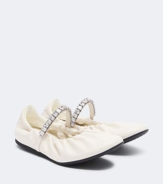 Jimmy Choo London Jade embellished leather Mary Jane flats