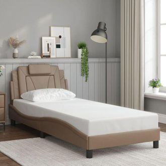 vidaXL Estructura De Cama Viana Sin Colch&oacute;n Cuero Sint&eacute;tico Capuchino 90x200 Cm Vidaxl