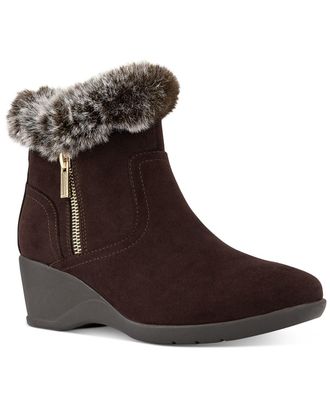 Karen Scott Carleenn Boots Womens Chocolate Suede Wedge Booties ZPO3812