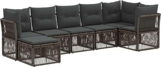 vidaXL Conjunto De Sof&aacute;s De Jard&iacute;n 7 Uds. Gris Rat&aacute;n Sint&eacute;tico Vidaxl