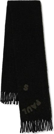 Paul Smith fringed logo scarf - men - Fabric - One Size - Black