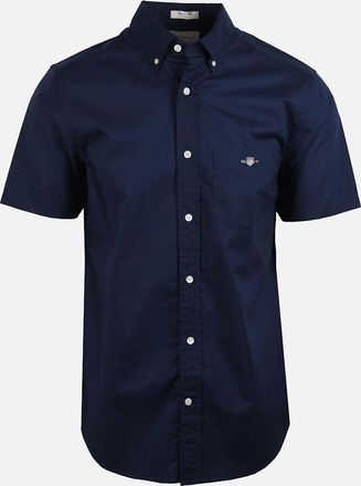 GANT Mens Gant Reg Poplin Short Sleeve Shirt Marine - Navy - Size: 38