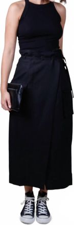 Astr Nara Linen Blend Skirt In Black