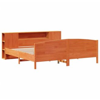 vidaXL Bookcase Bed without Mattress Wax Brown 200x200cm Solid Wood Pine Vidaxl