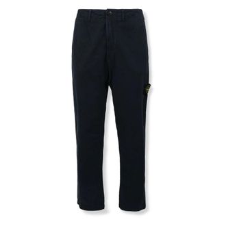 Stone Island Cropped Trousers, male, Blue, Size: W32 Compass-badge Trousers