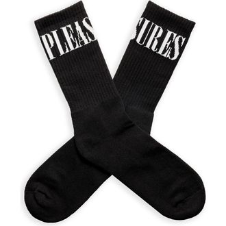 Pleasures Monitor Logo Inarsia Cotton Crew Socks in Black at Nordstrom