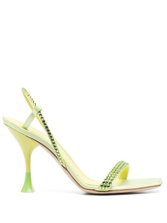 3Juin slingback 110mm sandals - women - Calf Leather/Calf Leather/glass/Fabric - 35.5 - Green