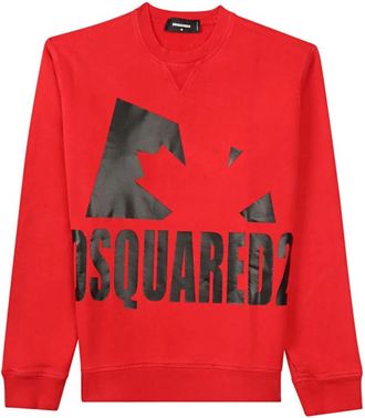 Dsquared2 Red Maple Leaf Sweatshirt - Heren - Sweatshirts - Rood - S - Katoen - Hoodies & sweatvesten