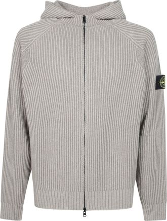 Stone Island Reversible Ribbed Knit Zip-Through Hoodie