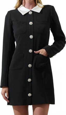 Sugarlips Ciana Button Down Collared Mini Dress In Black