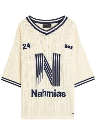 Nahmias Intarsia Open-knit Cotton Shirt - Ivory - XL