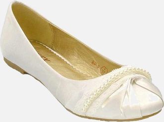 XY London Womens XY London Womens/Ladies Pearly Bridal Ballerina Flats - White - Size: 8