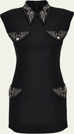 Versace Studded Wool Crêpe Cocktail Dress