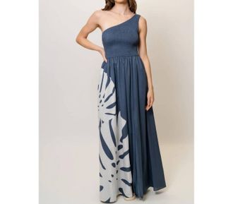 Hutch Destin Dress In Navy Oversized Monstera