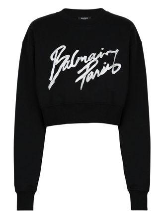 Balmain Black Logo Crew Neck Sweatshirt