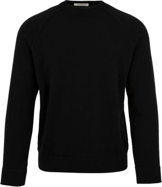 FILIPPO DE LAURENTIIS Raglan Crewneck Sweater - Heren - Ronde hals truien - Zwart - 2XL - Wol - Truien & Vesten
