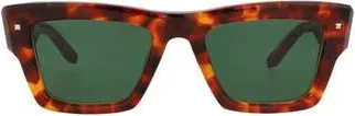 Valentino 53mm Square Sunglasses in Tortoise Tortoise Green at Nordstrom Rack