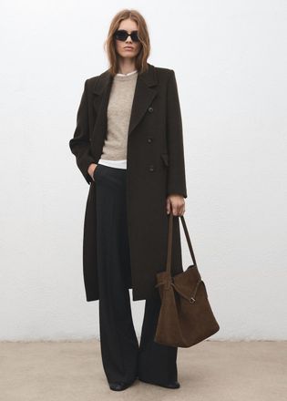 Mango Borsa bucket crosta di cuoio marrone - Donna - Taglia unica - MANGO