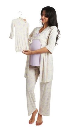 Everly Grey Analise During & After 5-Piece Maternity/Nursing Sleep Set for Mom & Baby in Bali at Nordstrom, Size X-Small