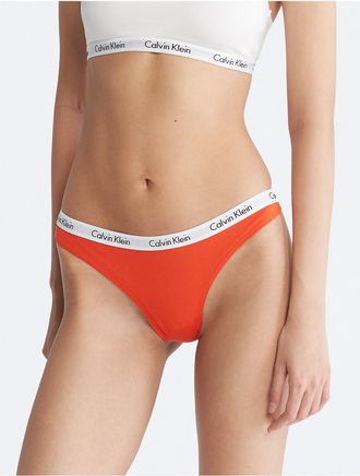 Calvin Klein Womens Carousel Logo Cotton Thong - Orange - XS
