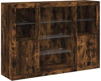 vidaXL Vidaxl - Sideboards with led Lights 3 pcs Smoked Oak Engineered Wood