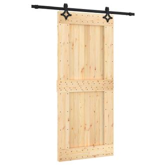 vidaXL Puerta Corredera Natural Y Negro Vidaxl