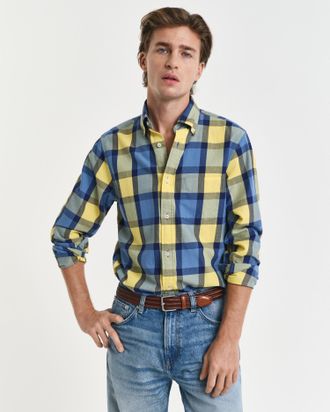 GANT Men Relaxed Fit Checked Twill Shirt (XXXL) SMOOTH YELLOW
