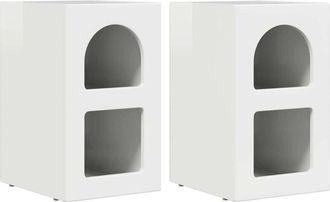 vidaXL Bedside Table 2 pcs High Gloss White 29.5 x 35 x 50 cm vidaXL