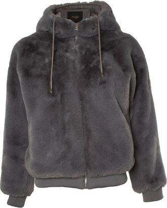 Maje imitation fur bomber in grey