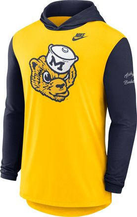 Nike Michigan Campus Legacy Nike Mens Dri-FIT College Long-Sleeve Hooded T-Shirt in Yellow | 01NB09SKMWV-CNJ