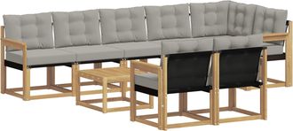vidaXL Conjunto De Sof&aacute;s De Exterior 9 Uds. Blanco Y Gris Claro Vidaxl