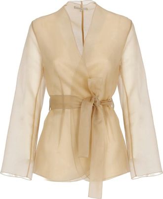 Antonelli Elia Silk Jacket - Dames - Blazers - Beige - S - Organza - Jassen