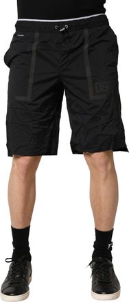 Dolce & Gabbana Black Nylon Elastic Waist Swim Shorts Mens Swimwear (Pre-Owned)