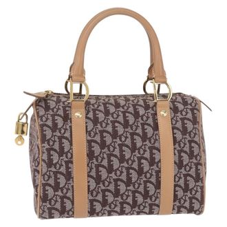 Dior Vintage Trotter Boston Diorissimo Canvas Brown Canvas Handbag (Pre-Owned)