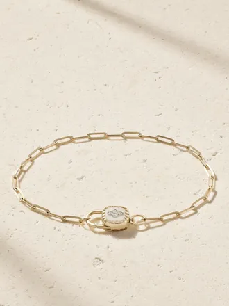 Pascale Monvoisin Bracciale In Oro 9 Carati E Resina Con Diamanti Ginger