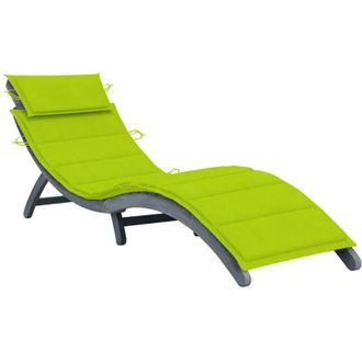 vidaXL Tumbona Con Coj&iacute;n Madera Maciza De Acacia Gris Vidaxl