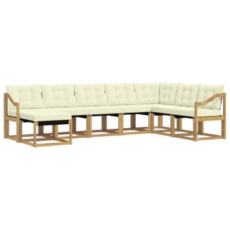 vidaXL Conjunto De Sof&aacute;s De Exterior Con Coj&iacute;n 8 Pcs Blanco Y Crema Vidaxl