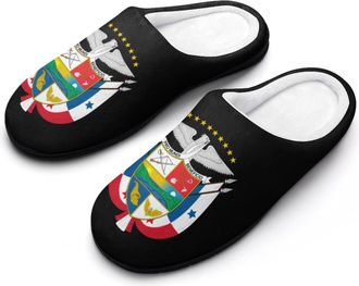 Generic Coat of Arms of Panama Funny Mens Cotton Slippers Soft Non-Slip Rubber Sole House Slipper Indoor Outdoor