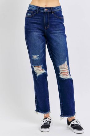 Judy Blue Rachael Rigid Straight Leg Jeans In Dark Wash