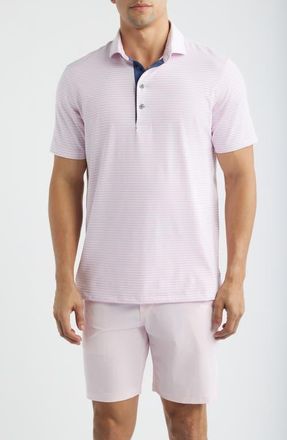 Greyson Quogue Stripe Performance Golf Polo in Sunrise/Arctic at Nordstrom, Size Xx-Large
