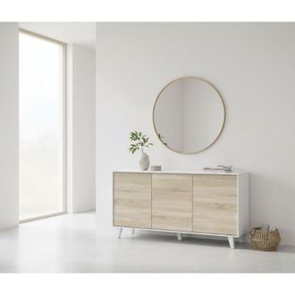 Dmora Credenza - 3 Ripiani Apertura Push Pull, Bianco, -, 154x41x75h cm Pergamino