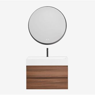 Sklum Conjunto De Mueble De Ba&ntilde;o En Madera Y Chapa De Fresno Con Lavabo Integrado Ona Sklum