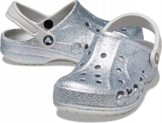 OEM Crocs Baya Glitter Clog 205925 M8 I Eu 4142 I W10 Plata Glitter