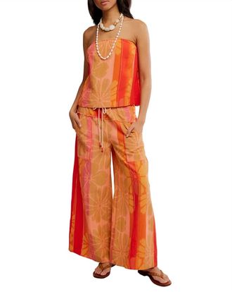 Free People Strapless Top And Wide Leg Pants Set In Summer Combo