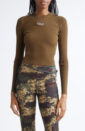 Diesel M-Valari Logo Cutout Rib Top in Green/Moss at Nordstrom Rack, Size X-Large