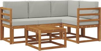 vidaXL Conjunto De Sof&aacute;s De Exterior 5 Uds. Natural Y Gris Claro Vidaxl