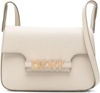 DKNY Beige Crossbody Tas voor Vrouwen - Dames - Schoudertassen - Beige - ONE Size - Leer - Tassen