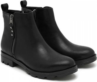 Desa Womens Faux Leather Ankle Boots - Warm Lining, Plastic Sole | black - 37